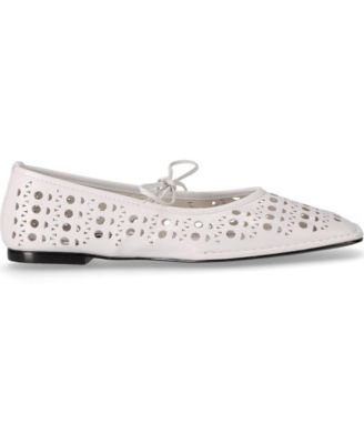 Sway Slit White Leather Ballet Flats