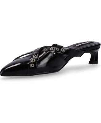 Zyra Onix Black Leather Mules