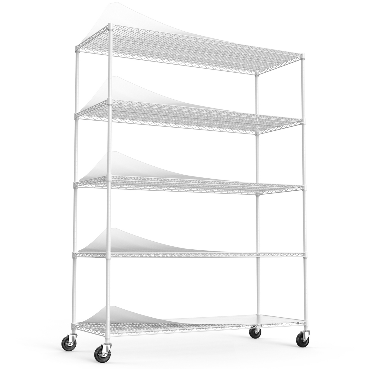5 Tier 7500lbs Heavy Duty Adjustable Storage Rack Metal Shelf Wire Shelving Unit with Wheels & Shelf Liners - 82" H x 60" L x 24" D