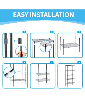 Heavy Duty 5-Tier Shelving Units Adjustable, Wire Shelf with 1000 lbs Capacity (250 per Shelf), 30 "D x 14" W x 65 "H, Black, 5 Levels, Storage Shelf with Wheels & Leveling Feet
