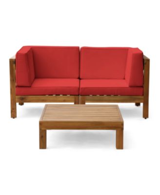 Streamdale Acacia Wood Outdoor Loveseat Set with Coffee Table