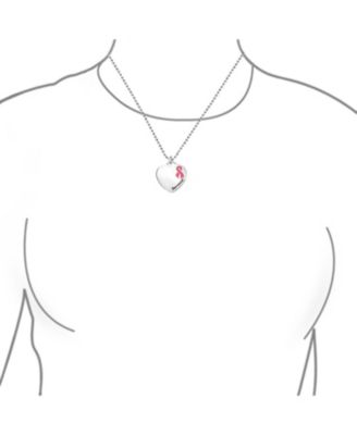 Heart Ribbon Breast Cancer Survivor Pendant Necklace Stainless Steel