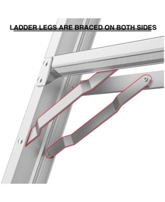 17ft Multi-Position Foldable Aluminum Ladder, A-Frame and Straight Ladder, ANSI 250lbs