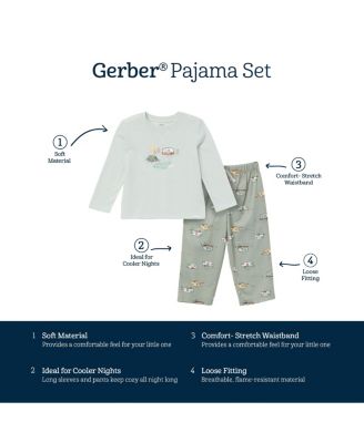 Toddler Boys 2-Piece Comfy Long Sleeve Top and Pajama Pant Set