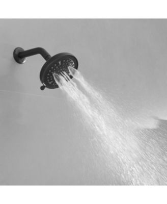 Single Handle 9-Spray Round Rain Shower Faucet 1.8 GPM with Pressure Balance Valve in. Matte Black