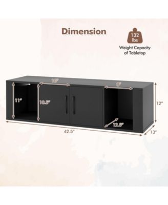 Wall Mounted Floating 2 Door Desk Hutch Storage Shelves
