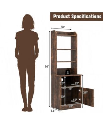 Bedside Tables Tall Nightstands with 5 Open Shelf and Cabinet