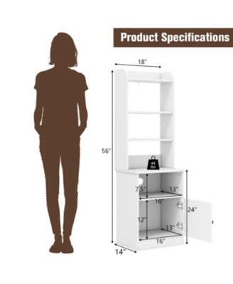 Bedside Tables Tall Nightstands with 5 Open Shelf and Cabinet