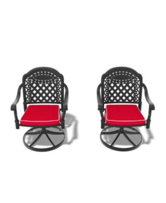 Streamdale 2 Cast Aluminum Swivel Patio Chairs, Black Frame, Random Color Cushions