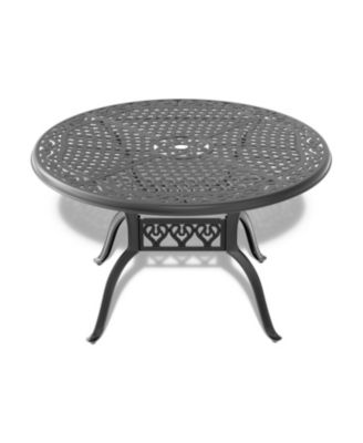 Streamdale 7-pc Cast Aluminum Dining Set, 6 Swivel Chairs, 48" Round Table, Black Frame