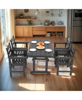 Streamdale 5-Piece HDPE Patio Dining Set (Black), Table & 4 Chairs, 51" Table