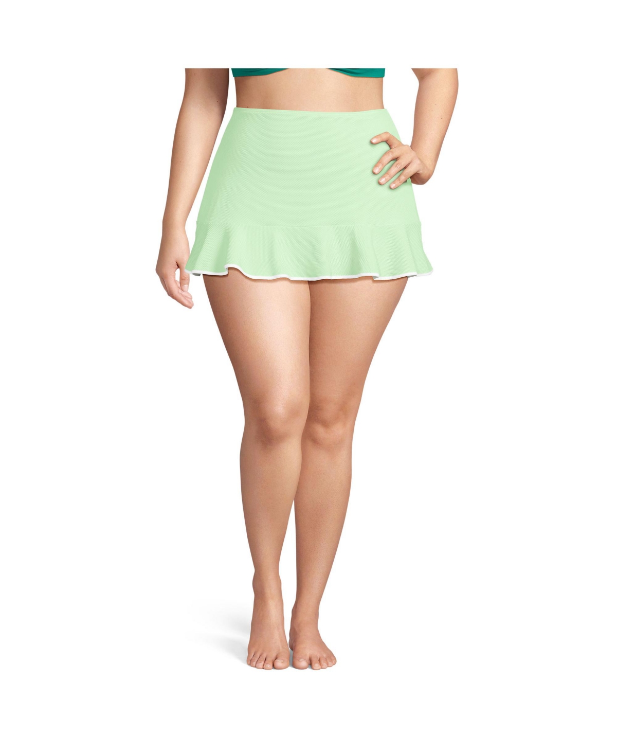 Women's Pique Ruffle Hem Mini Swim Skirt - Orange mist/white