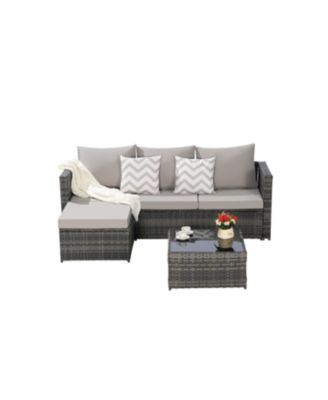 Streamdale 2-Piece Wicker Patio Set, L-Shaped, Ottoman, Lounger Table