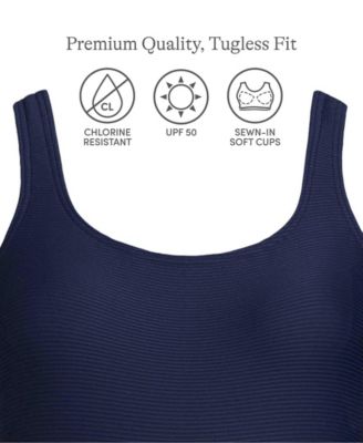 Women's Tugless Low Leg Ribbed One Piece Swimsuit