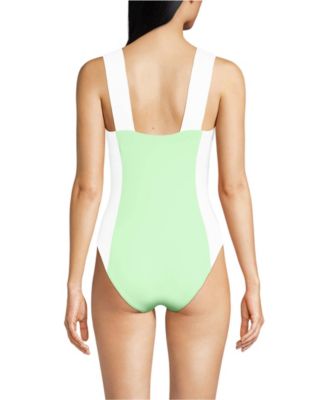 Women's Long Torso Square Neck High Leg One Piece Swimsuit