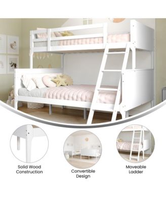 Samuel Kids Bunk Bed With Convertible, Solid Wood Slatted Frame And Easy-To-Climb Ladder With No Box Spring Required