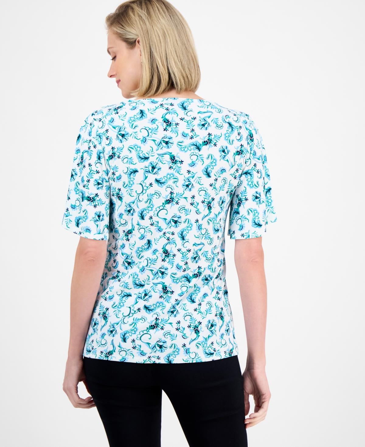 Shop Jm Collection Brand? Women's Printed Square-neck Top, Exclusively At Macy's