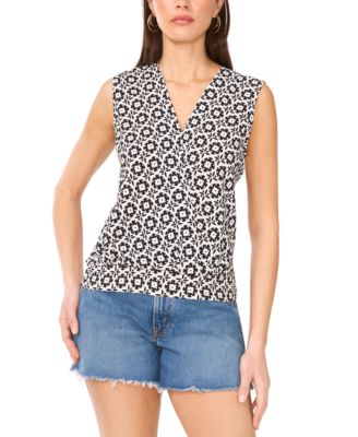 Vince Camuto - Women's Printed Surplice Sleeveless Top