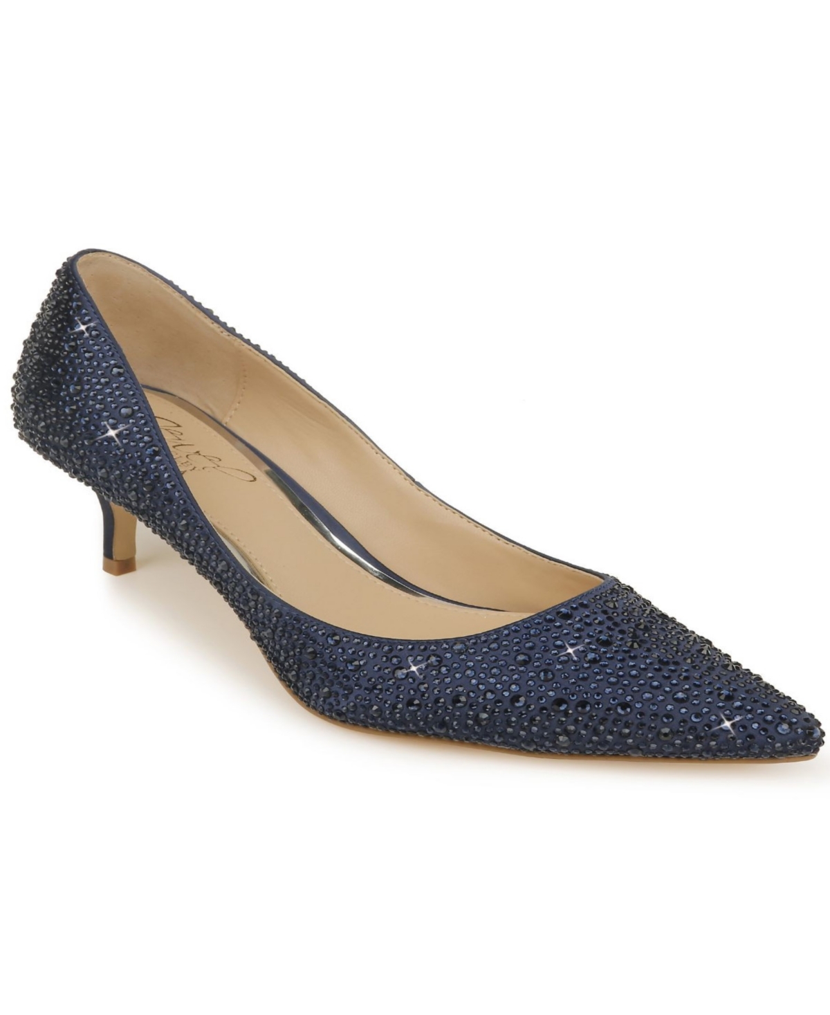 Jewel Badgley Mischka Women's Frenchie Kitten Heel Evening Pumps - Navy
