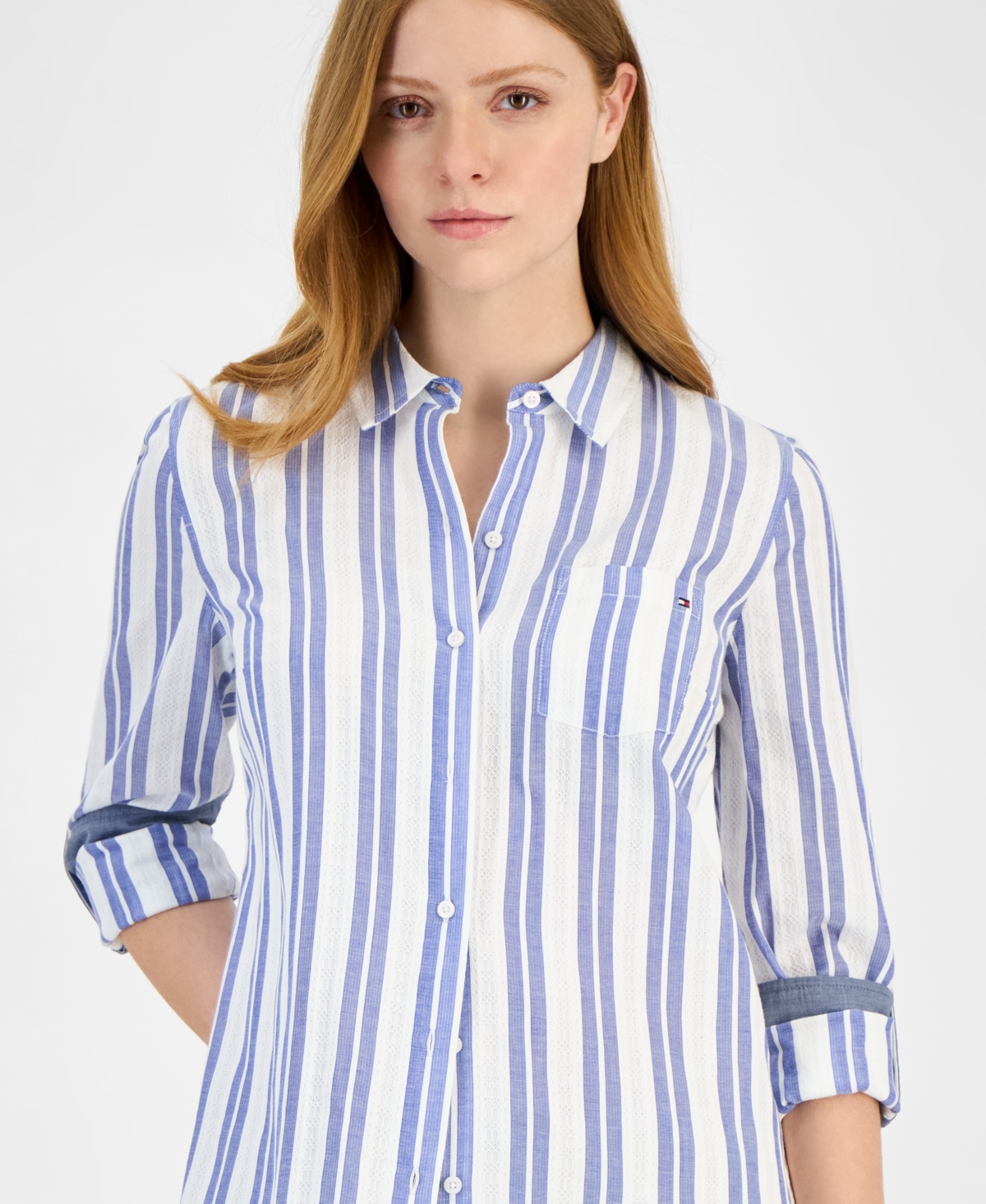 Tommy Hilfiger Women's Cotton Textured-stripe Shirt