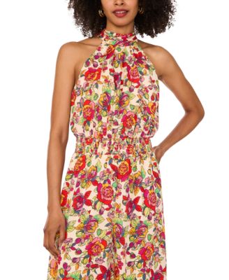 Women's Halter Smocked-Waist Jumpsuit