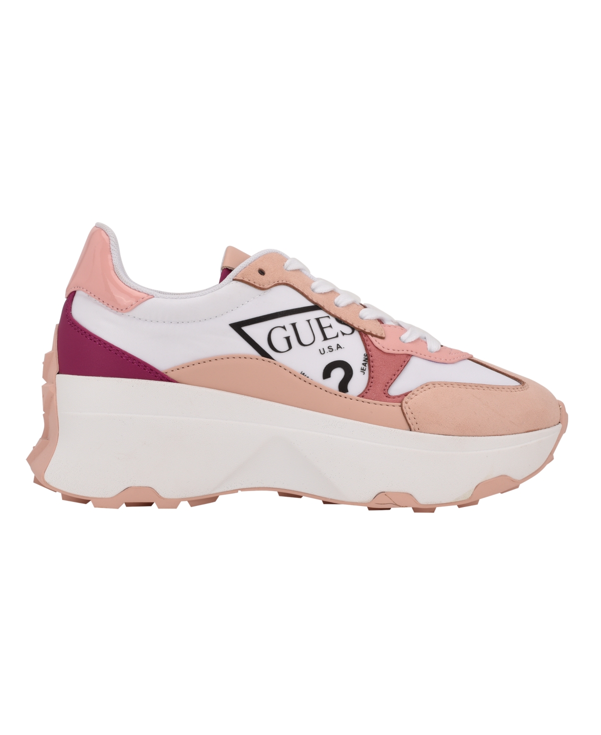 Guess Women's Calebb Chunky Platform Fashion Sneakers In Pink,white