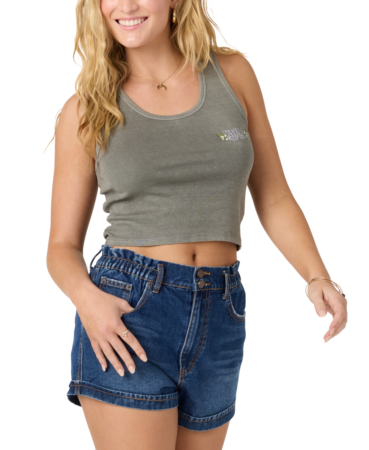 Juniors' Board Shrine Scoop-Neck Tank Top - Smoked Pearl