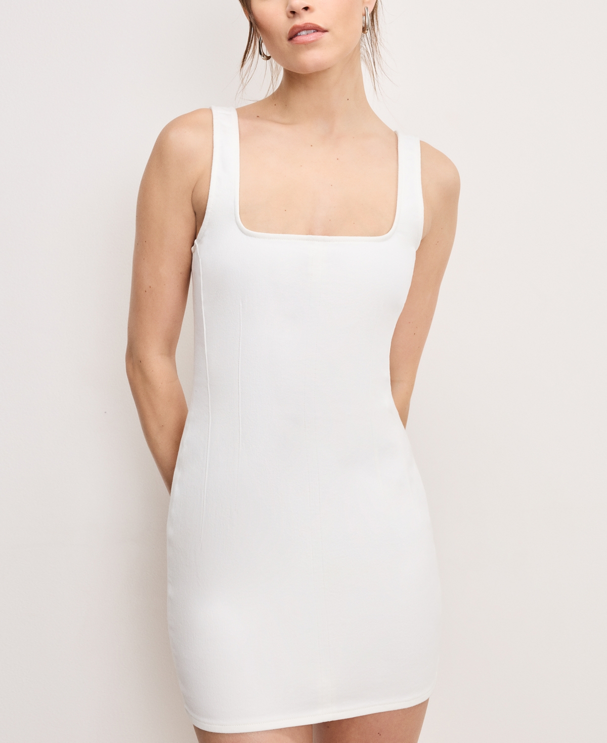 Shop Good American Women's Denim Tank Mini Dress In Cloud White001