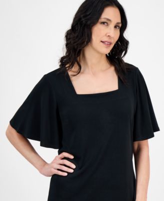 Petite Flutter-Sleeve Square-Neck Top, Exclusively at Macy's