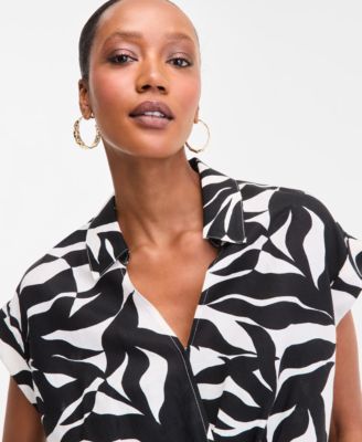 Women's Printed Short-Sleeve Surplice Blouse, Exclusively at Macy's