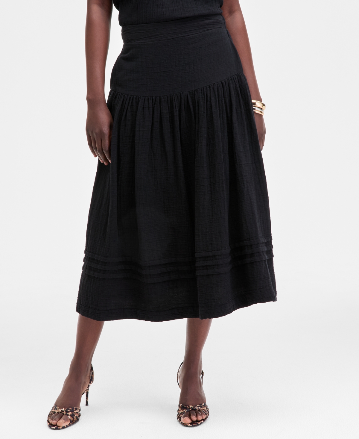 On 34th Women's Cotton Gauze Tiered Midi Skirt, Exclusively At Macy's