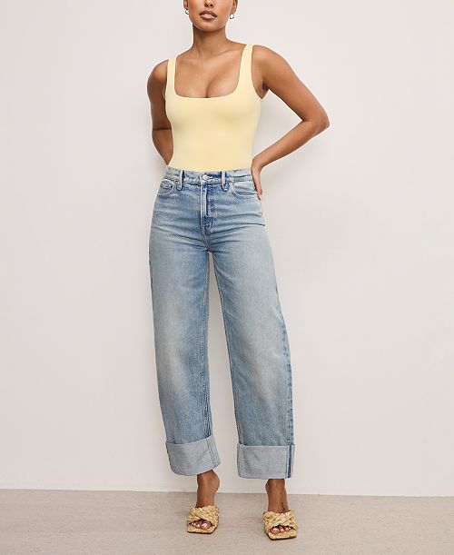 alfani Good American Women's Good Standard Relaxed-Fit Barrel Jeans Women's Fashion Shoes & Accessories