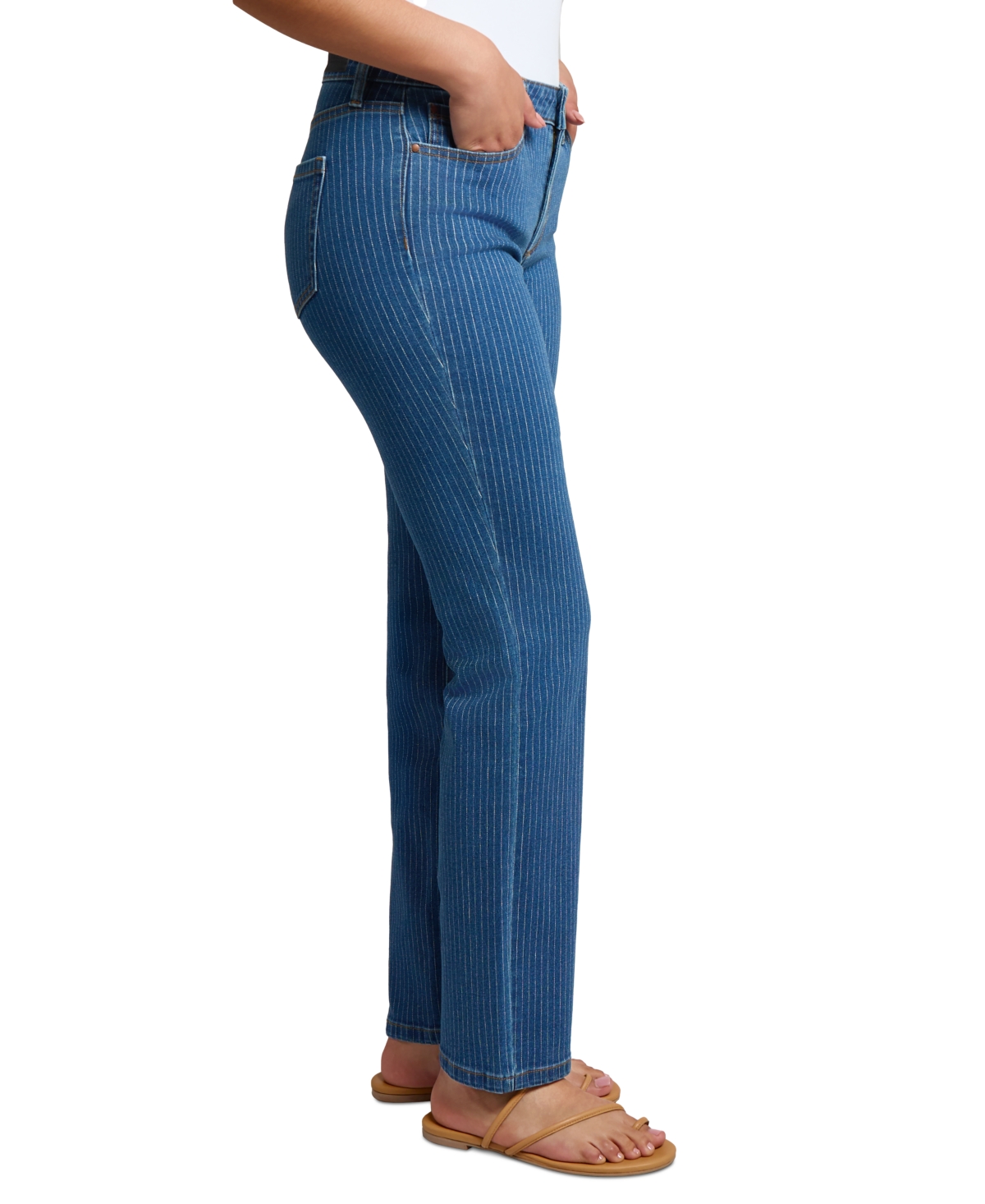 Jones New York Women's Lexington Mid Rise Straight Leg Denim Jeans