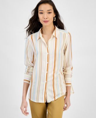 I.N.C. International Concepts - Women's Printed Long-Sleeve Button-Down Shirt