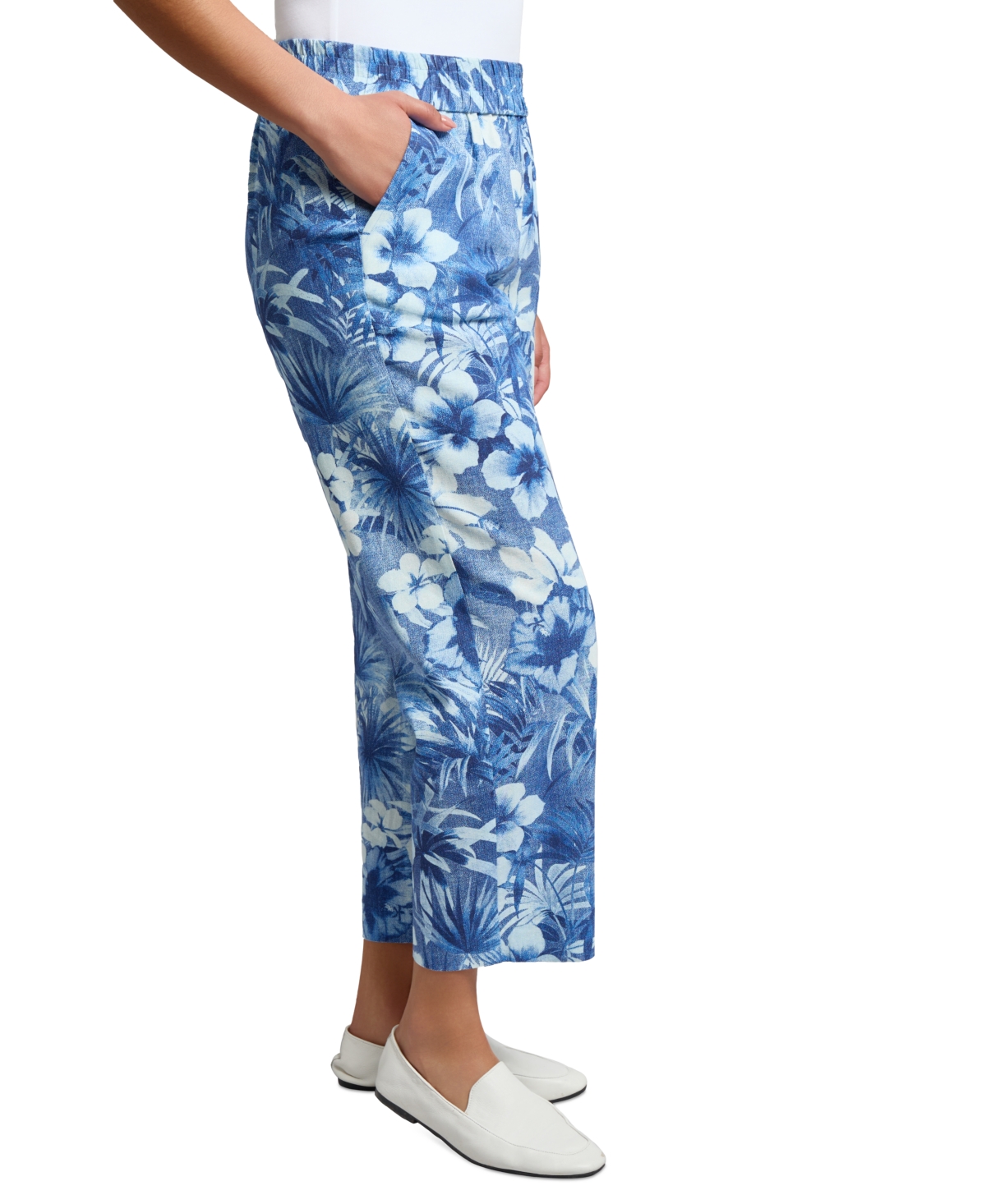 Jones New York Women's Printed Cropped Pull-on Pants