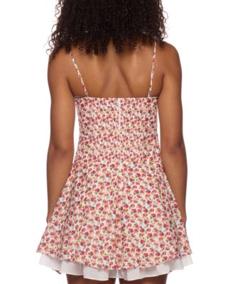 Juniors' Floral-Print Ruffled Mini Dress