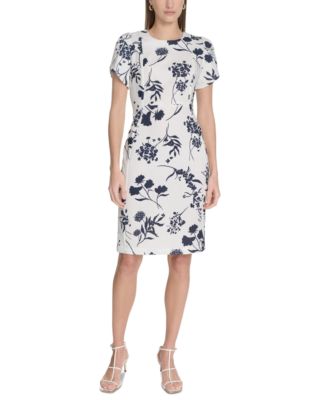 calvin klein women's tulip sleeve a-line midi dress Calvin Klein V-Neck Short Sleeve Midi Dress Black 2 at Amazon Women's  Clothing store
