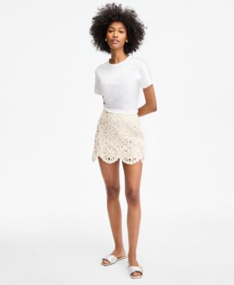 Women's Sequin Crochet Mini Skirt, Exclusively at Macy's