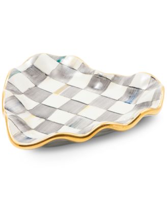 Sterling Check Fluted Heart Plate