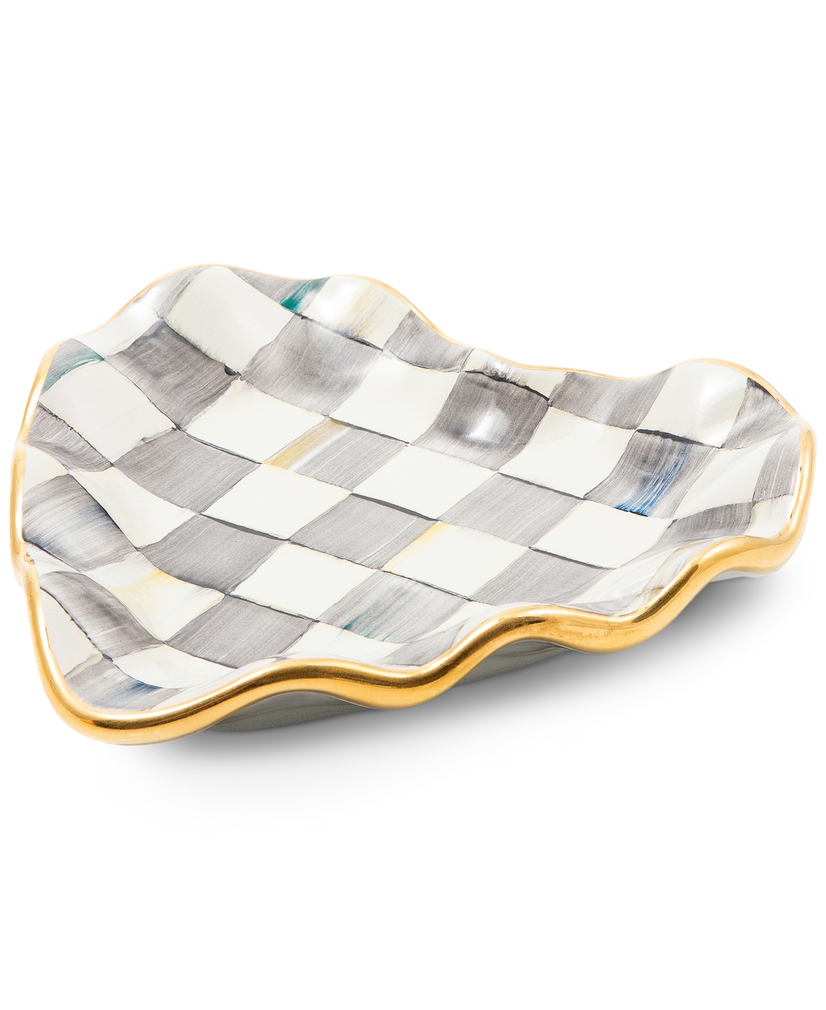 MACKENZIE-CHILDS STERLING CHECK FLUTED HEART PLATE 