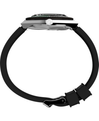 Men's Analog Black Rubber Strap Watch, 38mm