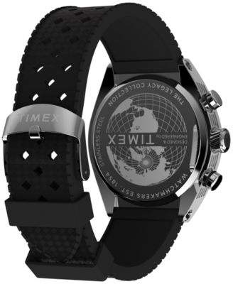 Men's Analog Black Rubber Strap Watch, 42mm