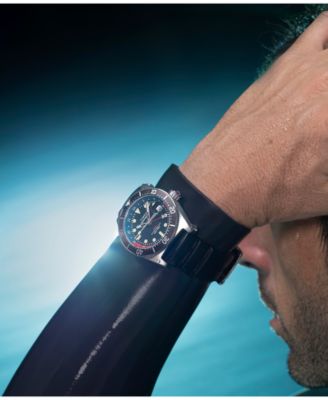 Men's Analog Black Rubber Strap Watch, 41mm