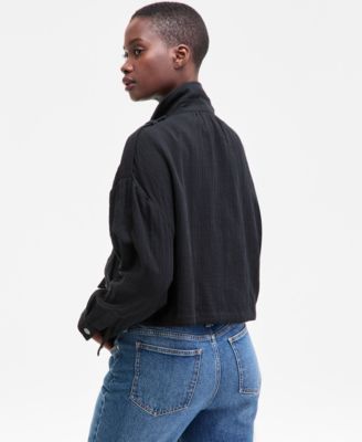 Women's Cotton Gauze Cropped Jacket, Exclusively at Macy's