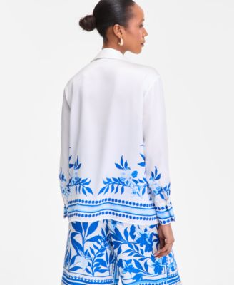 Women's Printed Long-Sleeve Shirt,P/XS-3X, Exclusively at Macy's