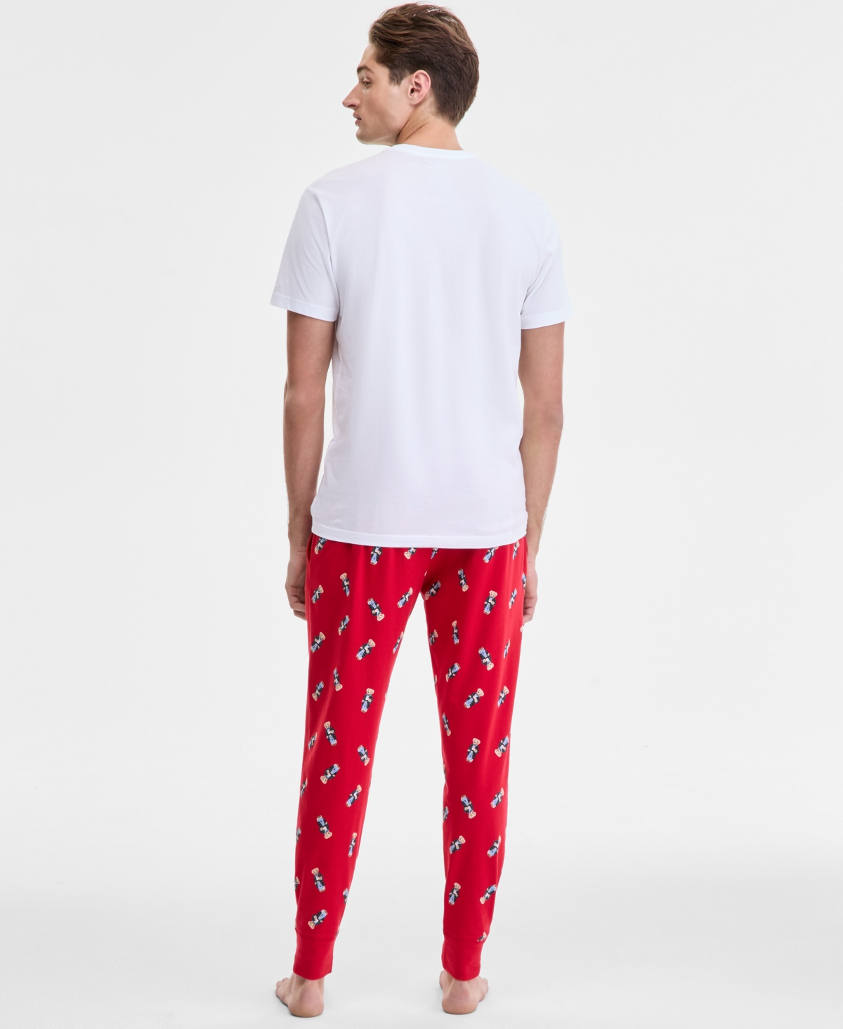 Polo Ralph Lauren Men's Polo Bear Jogger Pajama Set, Exclusively At Macy's In Red