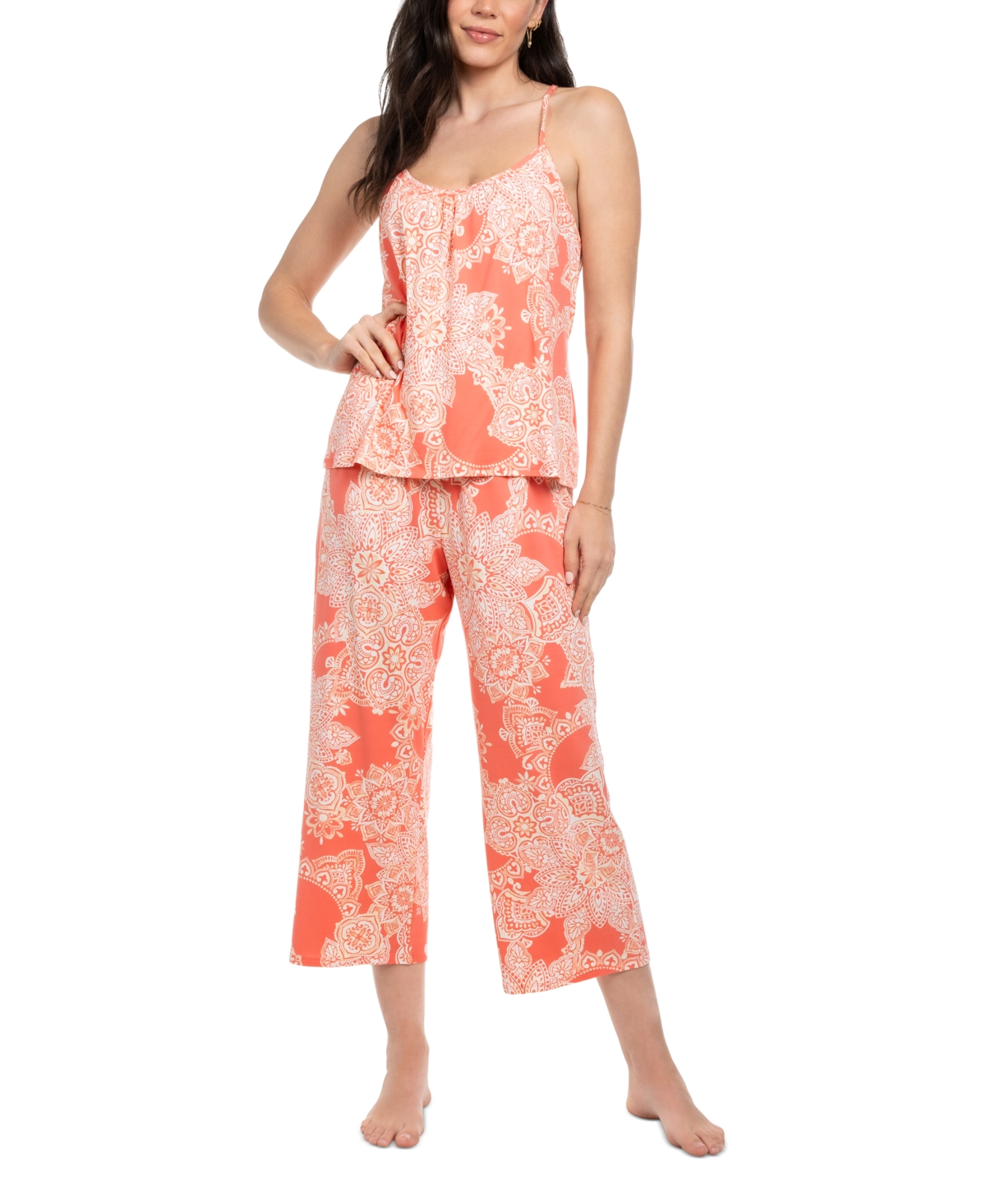 Women's Paisliegh Cropped Pajama Set - Coral