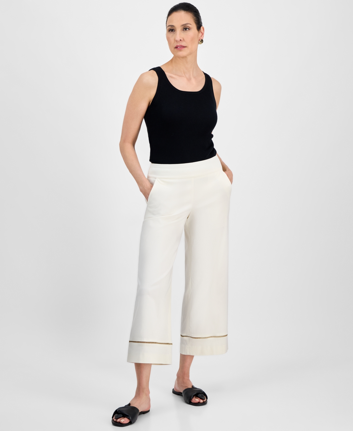 JM COLLECTION WOMEN'S METALLIC-TRIM PULL-ON CAPRI PANTS, EXCLUSIVELY AT MACY'S 