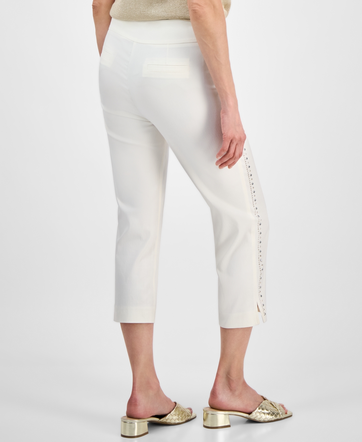 Jm Collection Women's Rhinestone Pull-on Capri Pants, Exclusively At Macy's