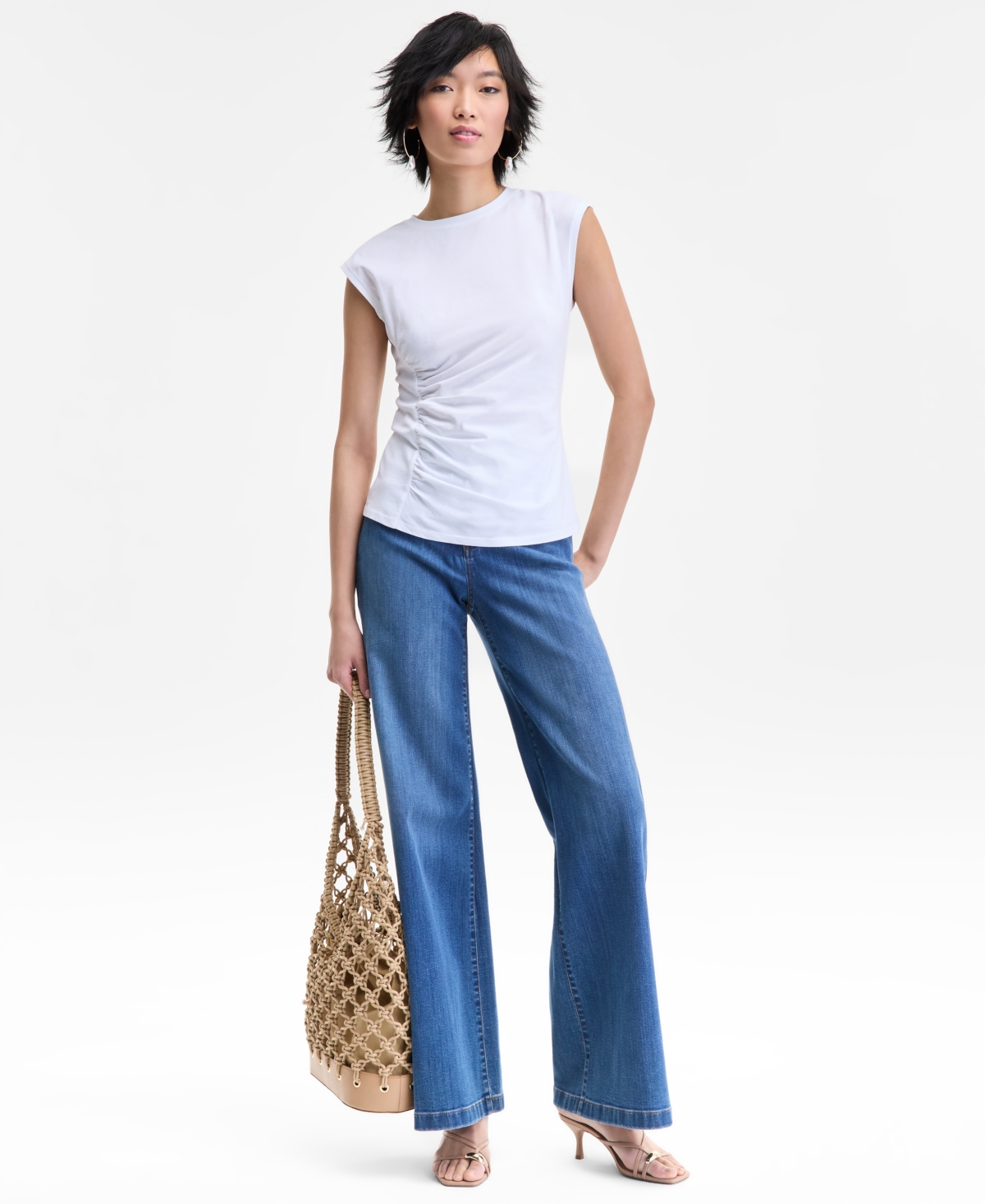 Inc International Concepts Women's Side-cinched Cotton Tank Top, Exclusively At Macy's In White